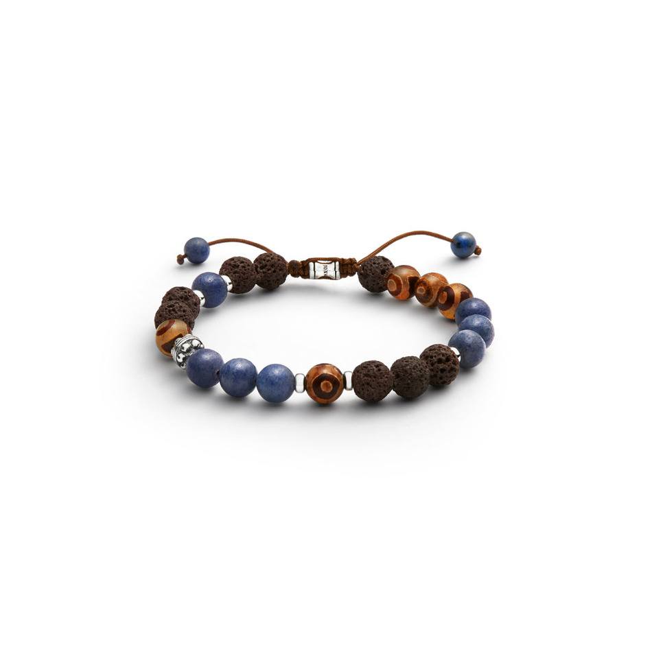 Blue Note Bracelet - Evil Eye Agate & Brown Lava Rock - Jonas Studio